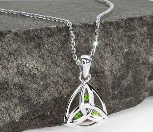 Peridot White Gold Celtic Trinity Knot Necklace