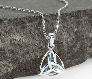 Topaz White Gold Celtic Trinity Knot Necklace
