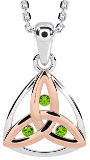 Peridot White Rose Gold Celtic Trinity Knot Necklace
