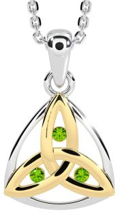 Peridot White Yellow Gold Celtic Trinity Knot Necklace