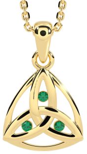 Emerald Gold Celtic Trinity Knot Necklace