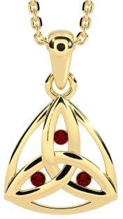 Garnet Gold Celtic Trinity Knot Necklace