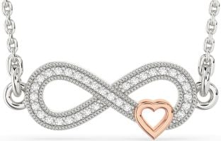 Diamond Platinum & Rose Gold Infinity Heart Necklace