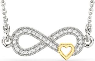 Diamond Platinum & Yellow Gold Infinity Heart Necklace