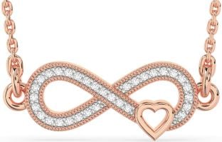 Diamond Rose Gold Infinity Heart Necklace