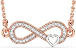 Diamond Platinum & Rose Gold Infinity Heart Necklace