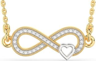 Diamond Platinum & Yellow Gold Infinity Heart Necklace