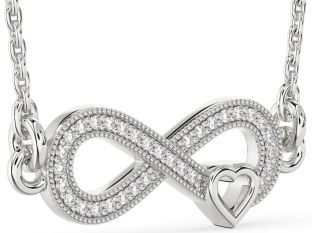 Diamond Platinum Infinity Heart Necklace