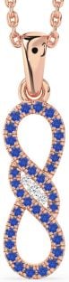 Diamond & Blue Sapphire Rose Gold Infinity Necklace