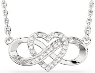 Diamond Silver Infinity Heart Necklace