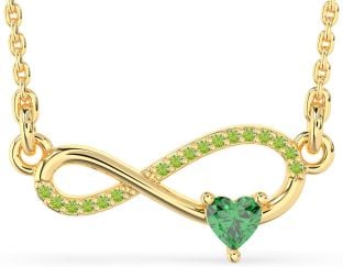 Emerald & Peridot Gold Infinity Heart Necklace