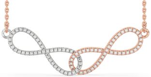 Large Diamond White Rose Gold Infinity Interlock Necklace
