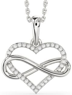 Diamond White Gold Heart Infinity Necklace