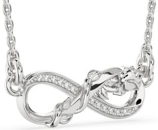Diamond Silver Infinity Flower Necklace