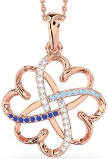 Large Rose Gold Heart Flower Necklace