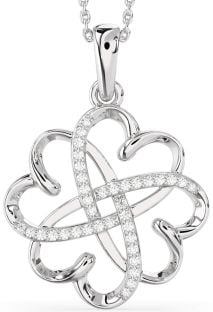 Large Diamond Platinum Heart Flower Necklace