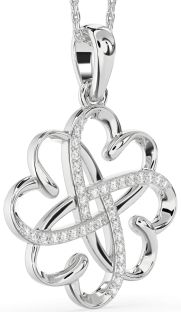 Large Diamond Platinum Heart Flower Necklace