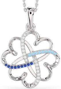 Large Platinum Heart Flower Necklace