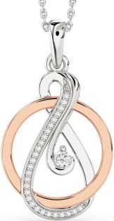 Diamond Platinum & Rose Gold Infinity Circle Necklace