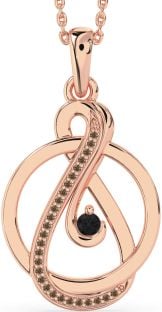 Black & Chocolate Brown Diamond Rose Gold Infinity Circle Necklace