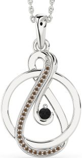 Black & Chocolate Brown Diamond Platinum Infinity Circle Necklace