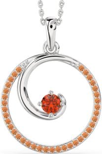 Large Fire Opal & Citrine Gold Circle Necklace