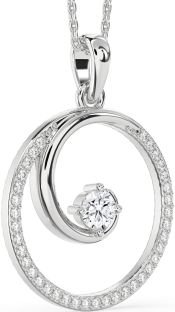 Large Diamond Platinum Circle Necklace