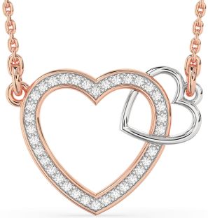 Diamond White Rose Gold Heart Interlock Necklace