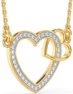 Diamond Gold Heart Interlock Necklace