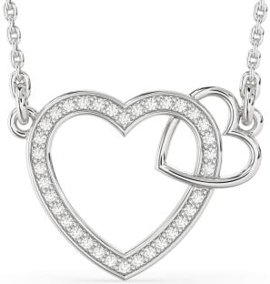 Diamond Platinum Heart Interlock Necklace