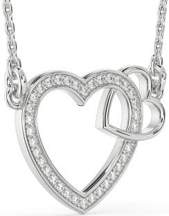 Diamond Platinum Heart Interlock Necklace