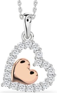 Diamond Platinum & Rose Gold Heart Necklace