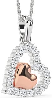 Diamond Platinum & Rose Gold Heart Necklace