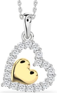 Diamond Platinum & Yellow Gold Heart Necklace