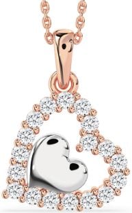 Diamond Platinum & Rose Gold Heart Necklace