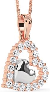 Diamond Platinum & Rose Gold Heart Necklace