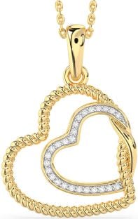 Diamond Gold Heart Knot Necklace