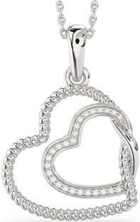Diamond Platinum Heart Knot Necklace