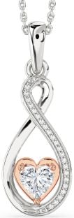 Diamond Platinum & Rose Gold Infinity Heart Necklace