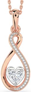 Diamond Platinum & Rose Gold Infinity Heart Necklace