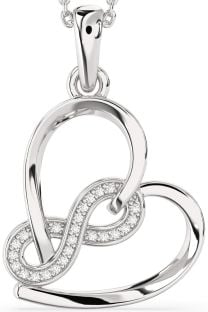 Diamond White Gold Heart Infinity Necklace
