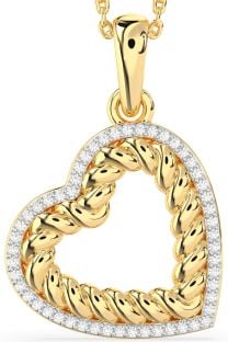 Diamond Gold Heart Knot Necklace