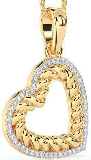 Diamond Gold Heart Knot Necklace