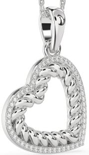 Diamond Platinum Heart Knot Necklace