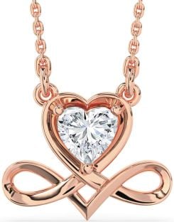 Diamond Rose Gold Heart Infinity Necklace