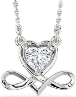 Diamond Platinum Heart Infinity Necklace