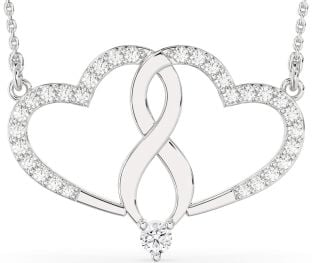 Large Diamond Platinum Heart Infinity Necklace