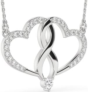 Large Diamond Platinum Heart Infinity Necklace