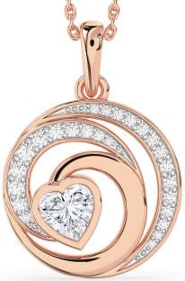 Diamond Rose Gold Circle Heart Necklace