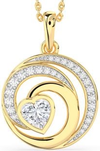 Diamond Gold Circle Heart Necklace